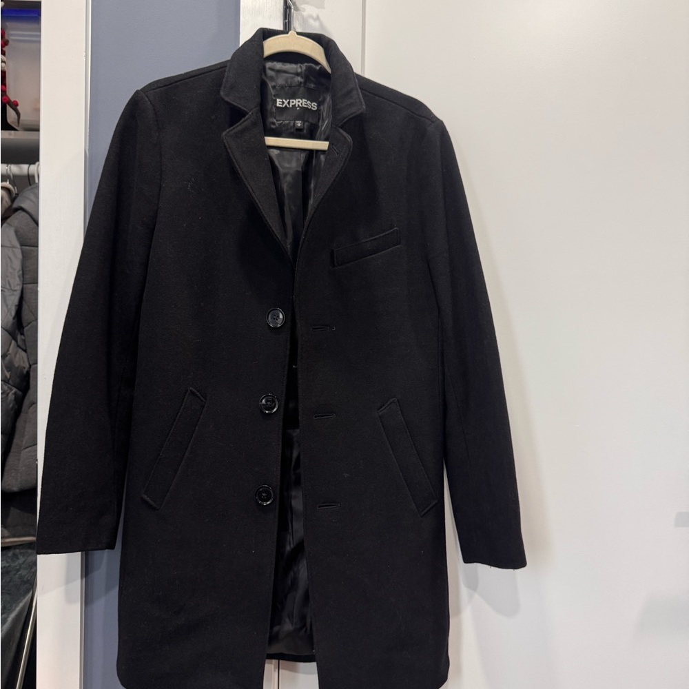 Express Men's Elegant Black Trench Coat